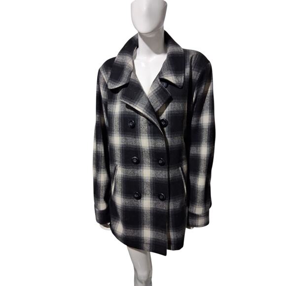 Old Navy Women's size XXL Plaid Double Breasted Casual Outerwear Wool Peacoat - Picture 14 of 14